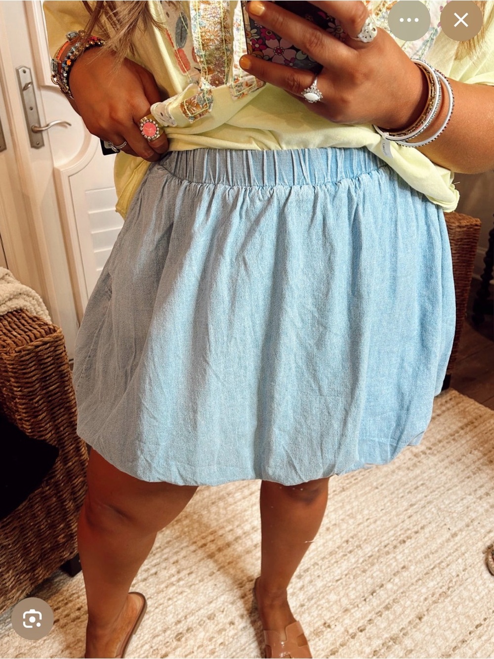 entro Light Blue Elastic Waist Casual Mini Skirt